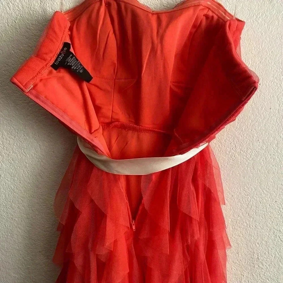 Teeze Me Ice Princess Short Strapless Dress Coral 1 - Picture 9 of 13